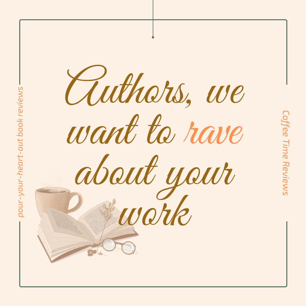 Light beige image with an open book picture in the bottom left corner and brown text calling for authors to submit books for review.