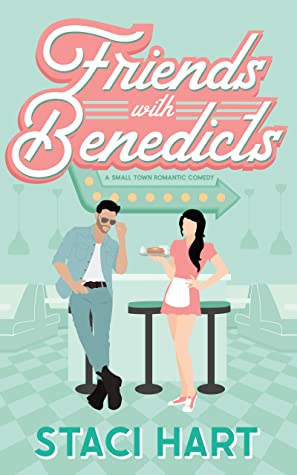 Cover of 'Friends with Benedicts', pale green with two people in a diner.