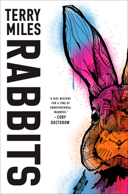 Cover of 'Rabbits', white background with a colourful rabbit on the right side.